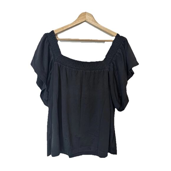 Jcrew Cotton Smocked Top Womens Sz M Flutter Sleeve Preppy Beachy minimalist - Picture 2 of 7